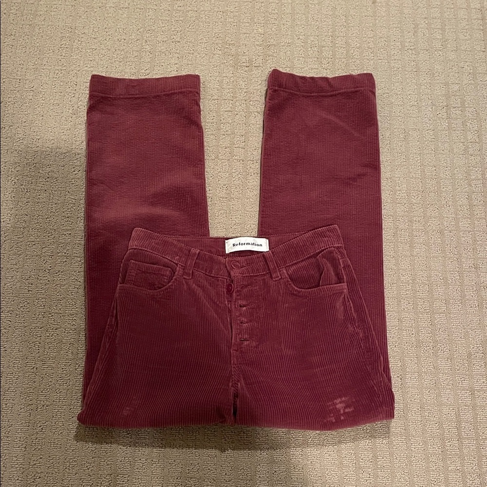 Reformation Burgundy Corduroy Pants - Picture 1 of 5